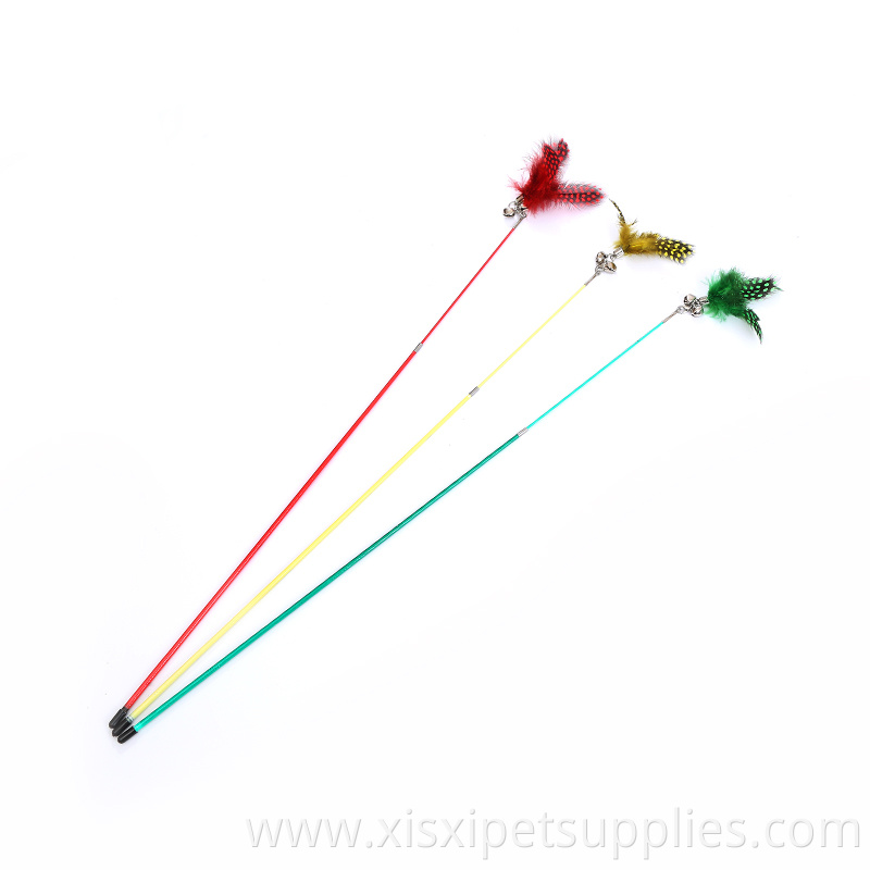 hot selling long hand Stainless steel retractable cat teaser toy with feather